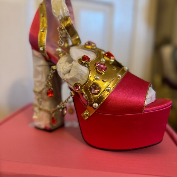 *NWT* Dolls Kill Sugar Thrillz Rubine Crowned Charmer Platform Heels Women’s 9 - Picture 7 of 8